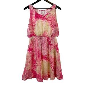 Postmark Anthropologie Size 4 100% Silk Empire Waist Mini Fit & Flare Dress Pink